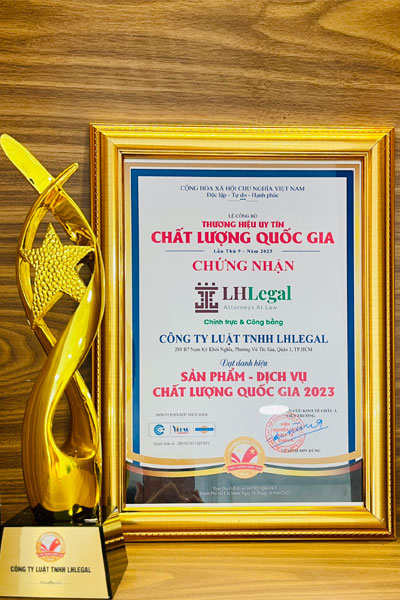 Công ty Luật TNHH LHLegal đạt danh hiệu sản phẩm - dịch vụ chất lượng quốc gia 2023